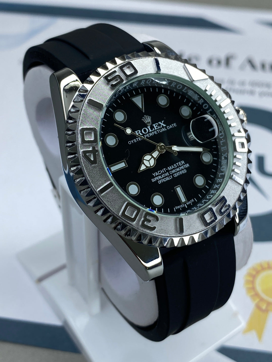 Luxury Yacht Master Oyster Rubber Straps Watch With Master Lock